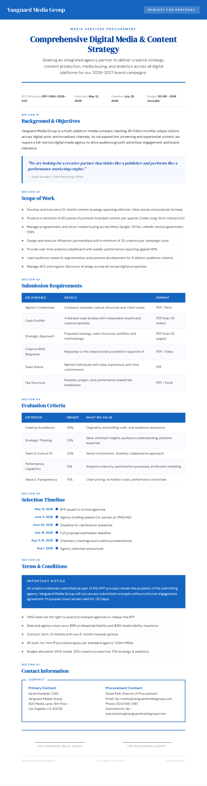Media Request for Proposal